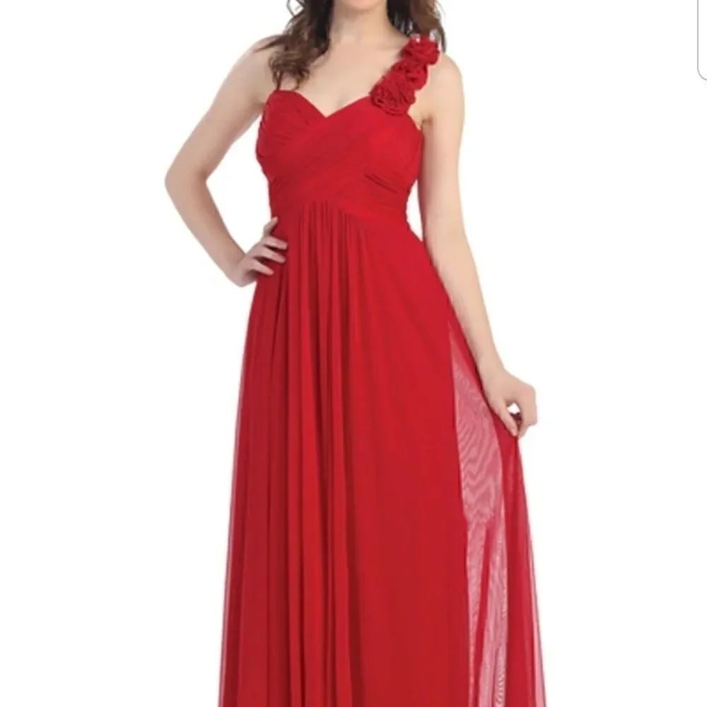 Rowen bridal Cindy collection red one shoulder dress
